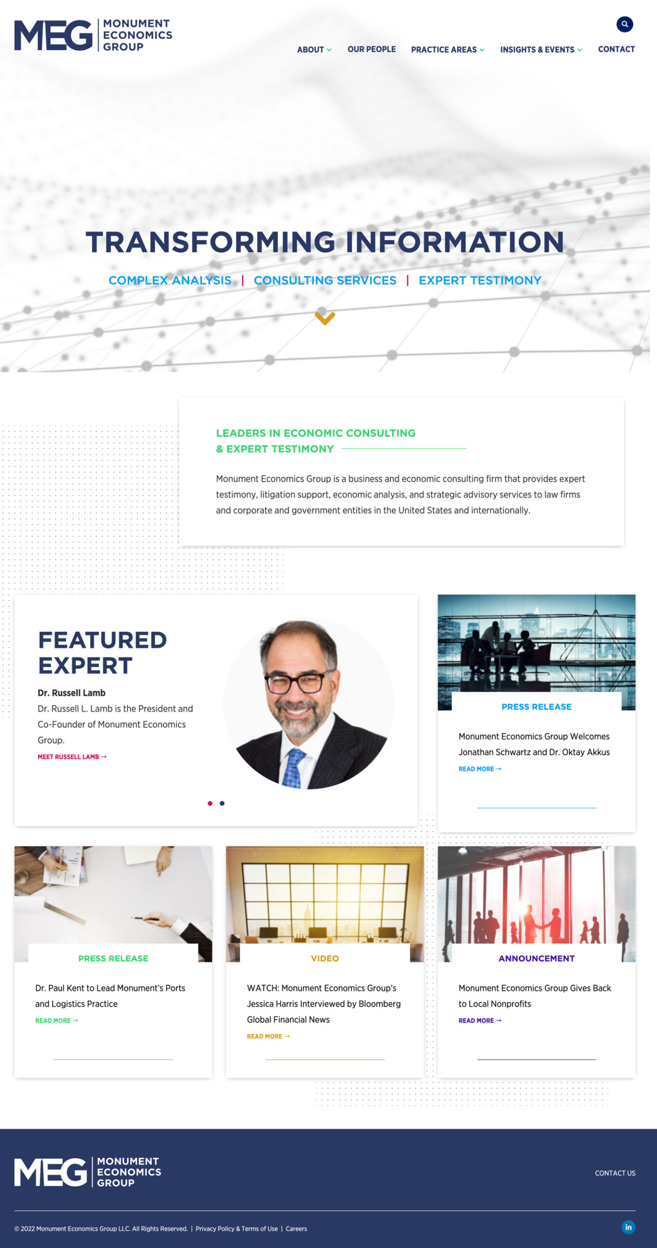 Monument Economics Group website design detail