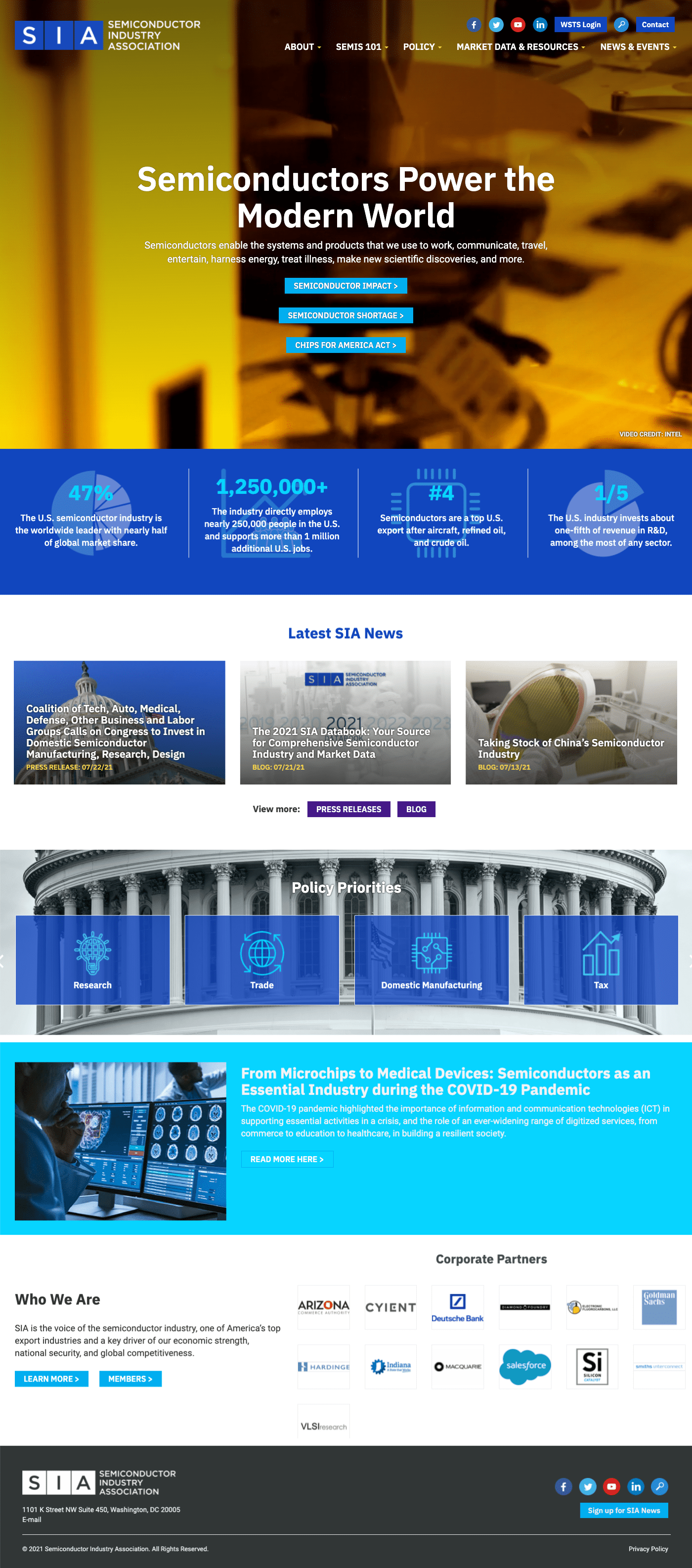 Semiconductor Industry Association website design detail