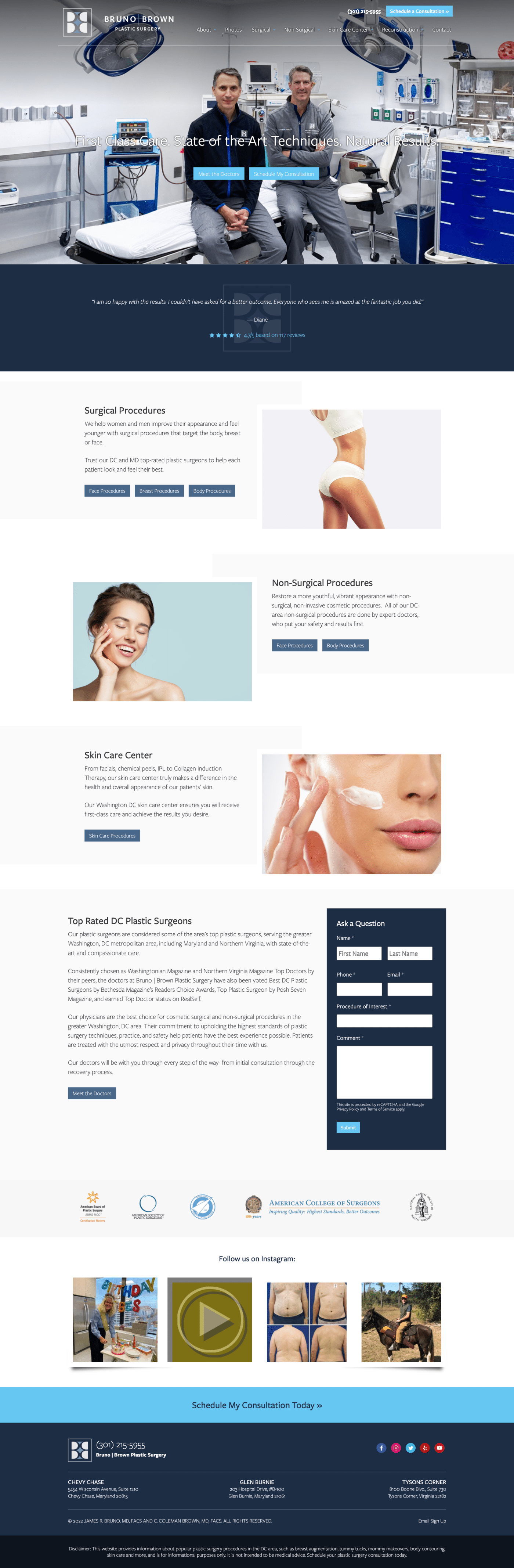 Bruno|Brown Plastic Surgery website design detail