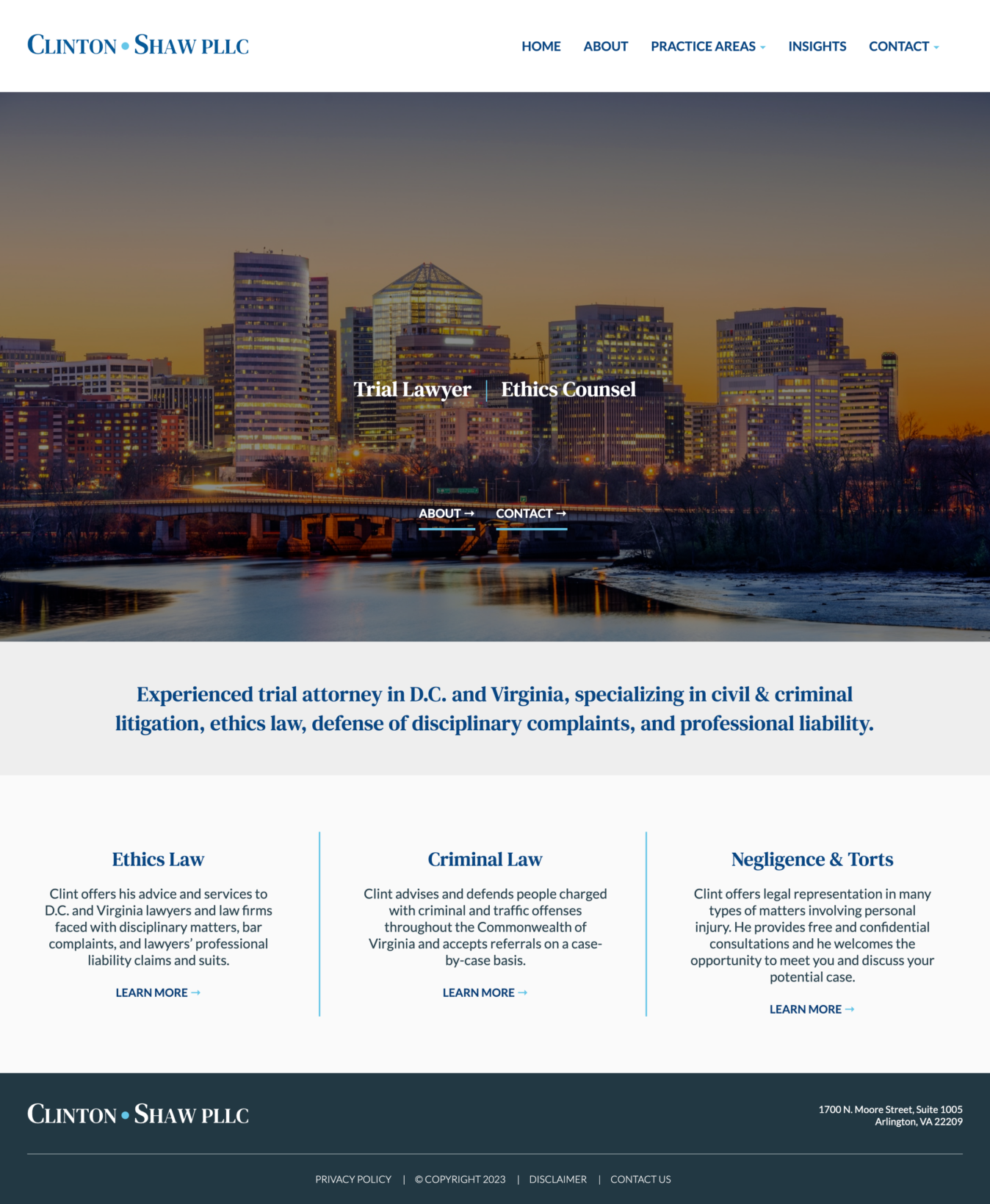 Clinton Shaw, PLLC website design detail