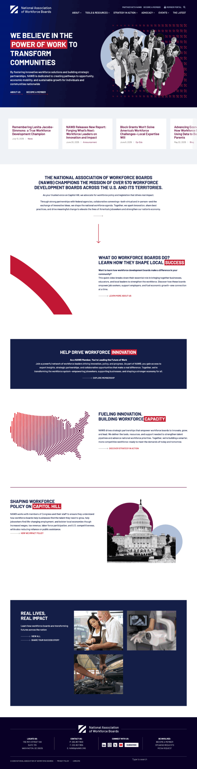 National Association of Workforce Boards website design detail